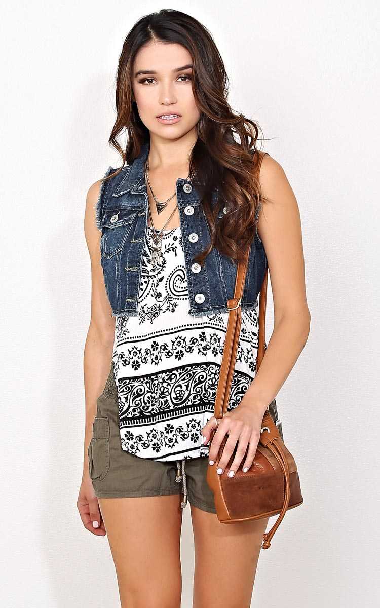 Dark Wash Frayed Denim Vest - - Dk Destroyed in Size by Styles For Less