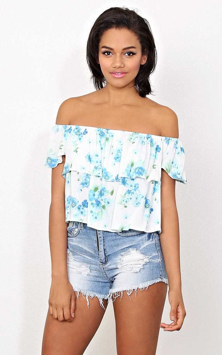 Penelope Woven Gauze Top - - Blue Combo in Size by Styles For Less