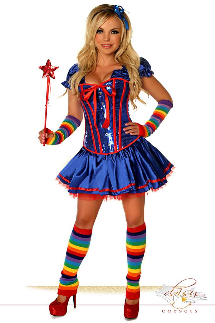 6 PC Sexy Rainbow Girl Costume