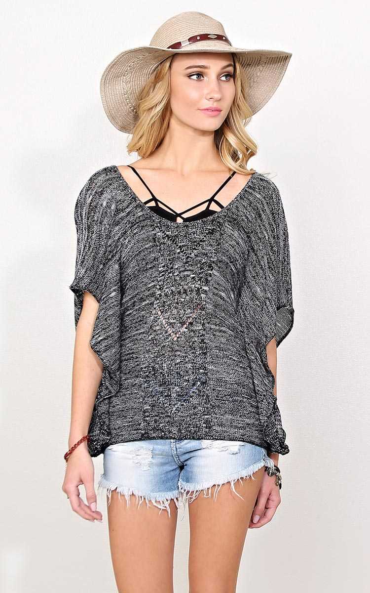 Gradient Chevron Knit Top - Black Combo in Size XS/S by Styles For Less
