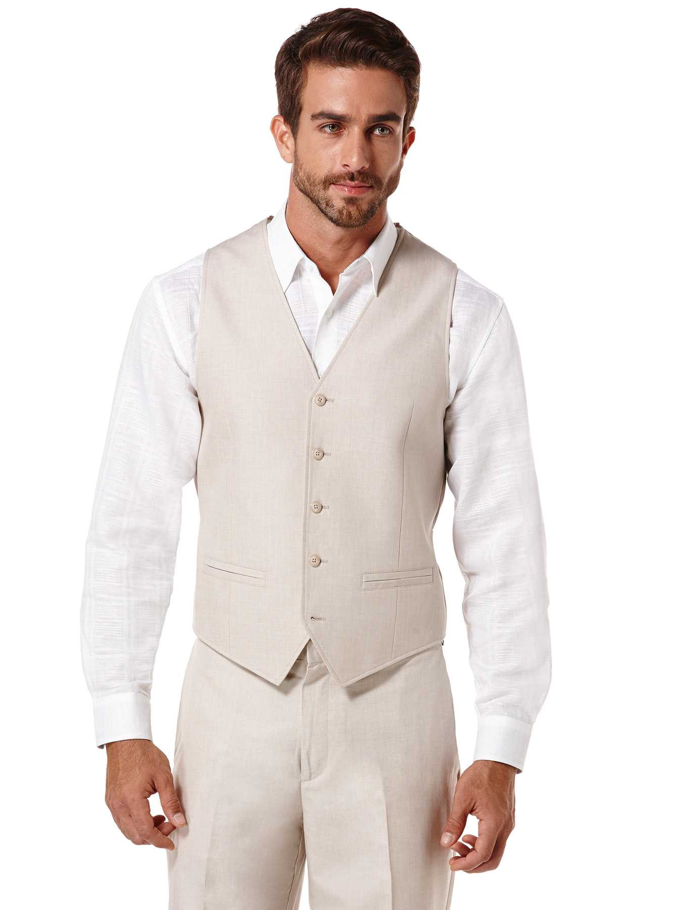 Cubavera Cotton Linen Herringbone Vest