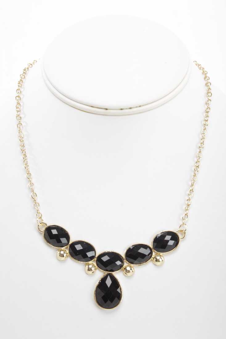 Gold High Polish Faceted Beaded Necklace