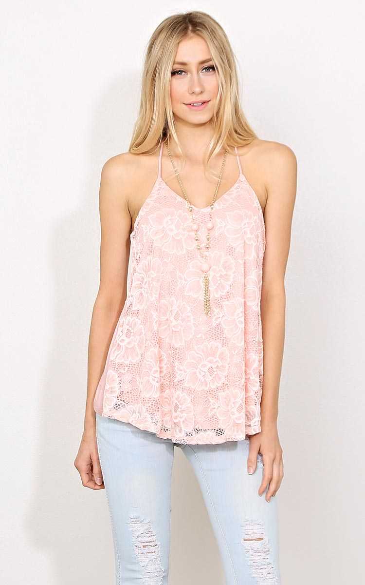Floral Limits Knit Tank - - Peach in Size by Styles For Less