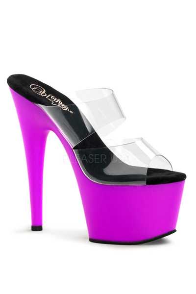 Clear Neon Purple UV Platform High Heels