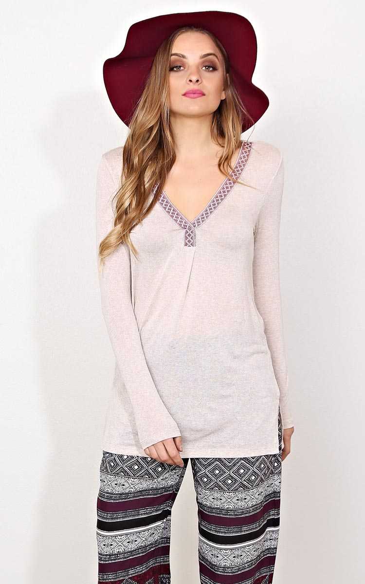 Sequoia Slub Knit Tunic - - Oatmeal in Size by Styles For Less