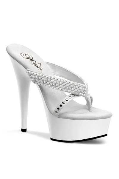 White Rhinestone Studded Thong High Heels