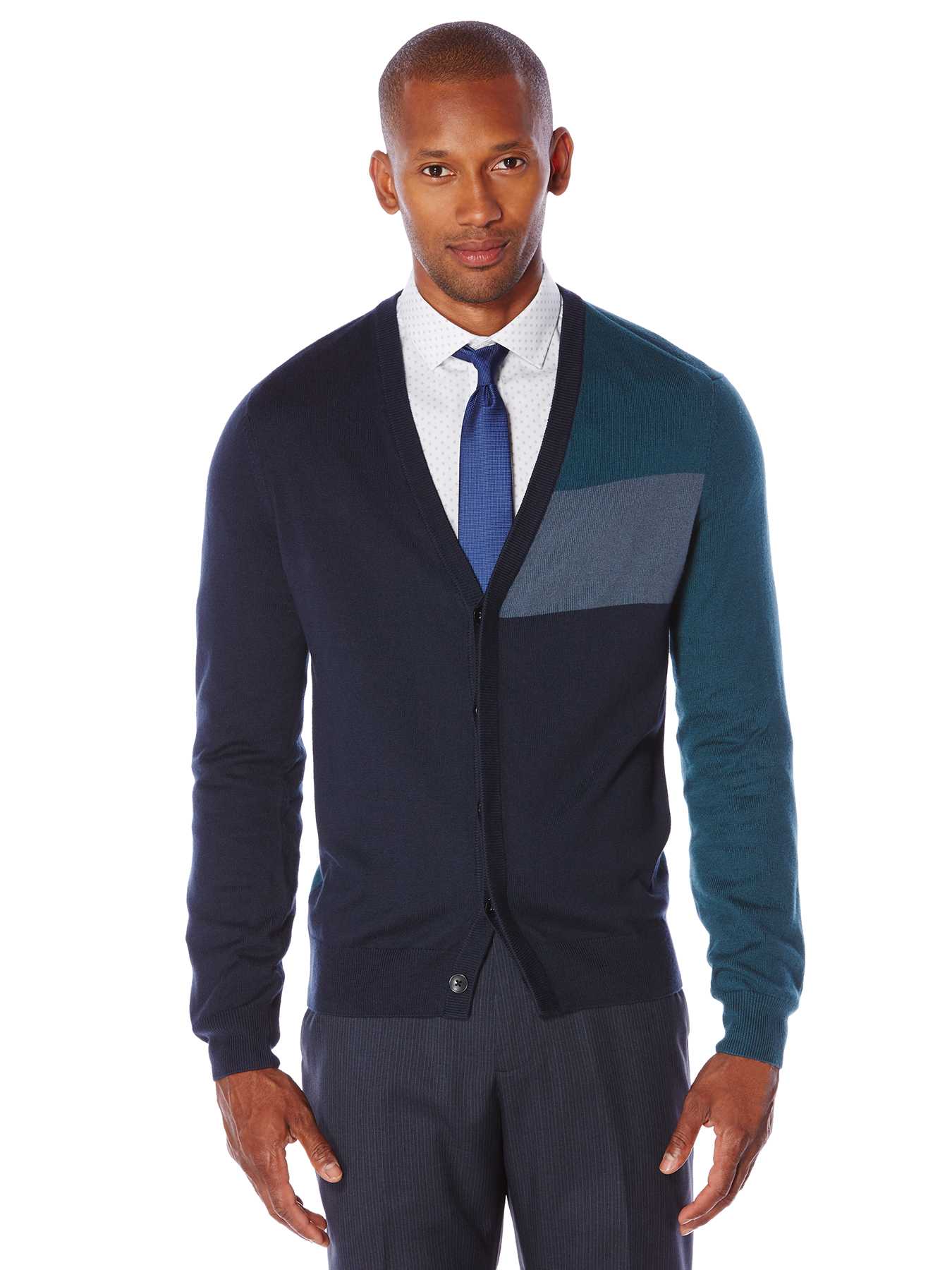 Perry Ellis Colorblock Cardigan Sweater