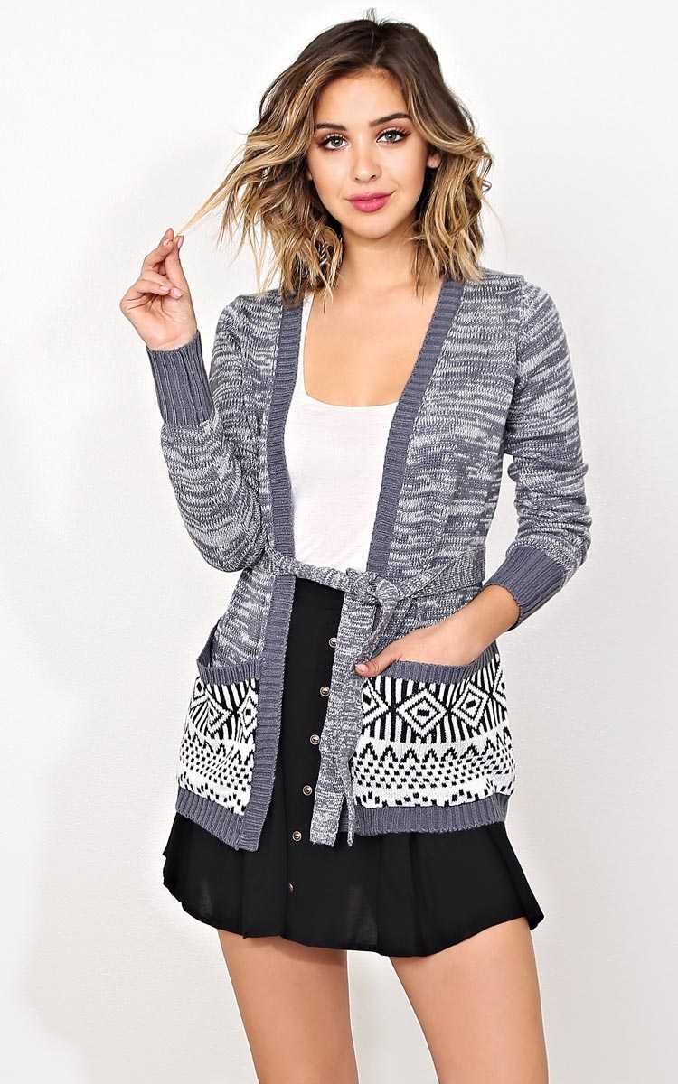 Anita Aztec Marled Knit Wrap - LGE - Black Combo in Size Large by Styles For Less
