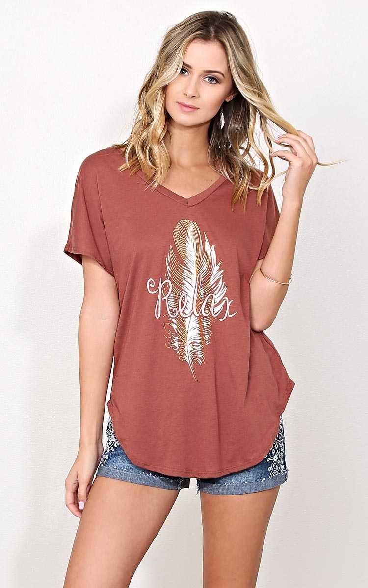 RELAX Scooped Knit Top - LGE - MARSALA in Size Large by Styles For Less