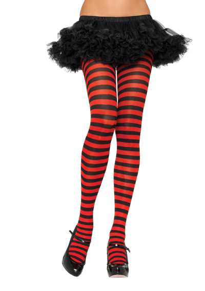 Black Red Stripe Tights Hosiery