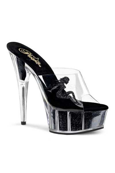 Black Glitter Filled Truck Girl Platform High Heels