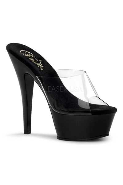 Clear Black Slip On Platform High Heels