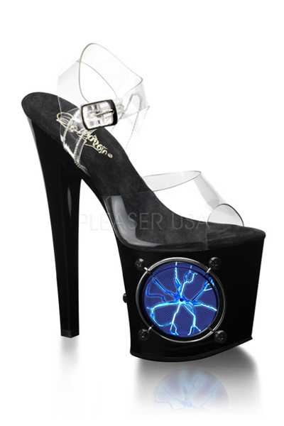 Black Blue Strobe Light Platform High Heels