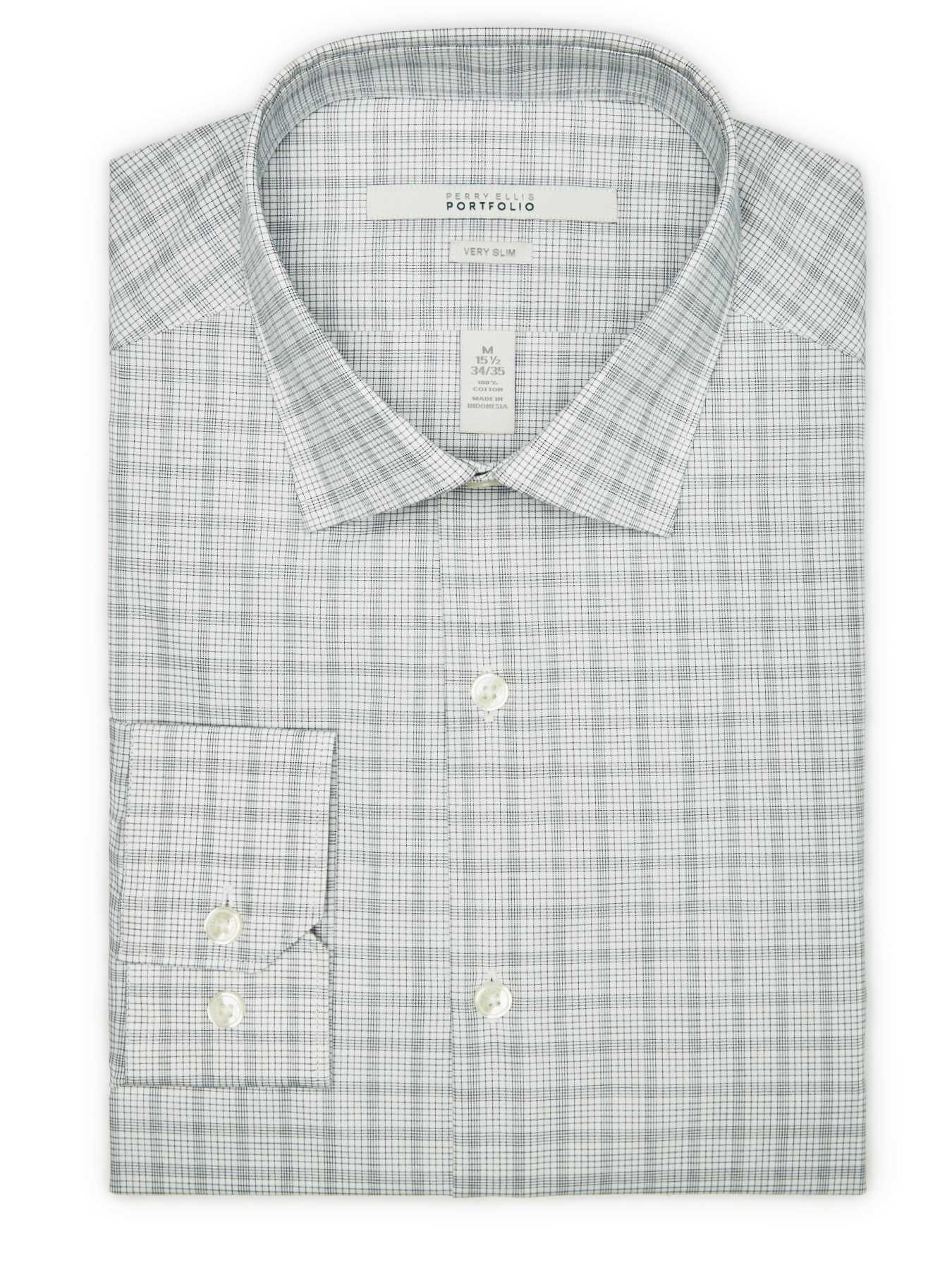 Perry Ellis Very Slim Linear Check Dress Shirt