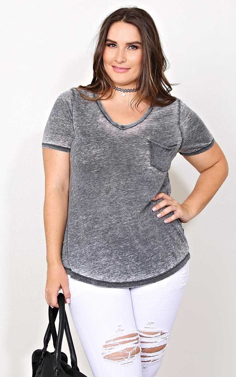 Plus Size Bozzolo Mineral Wash Pocket Tee - Navy in Size by Styles For Less
