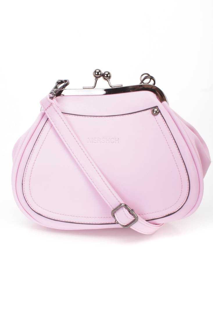 Pink Faux Leather Snap Lock Handbag