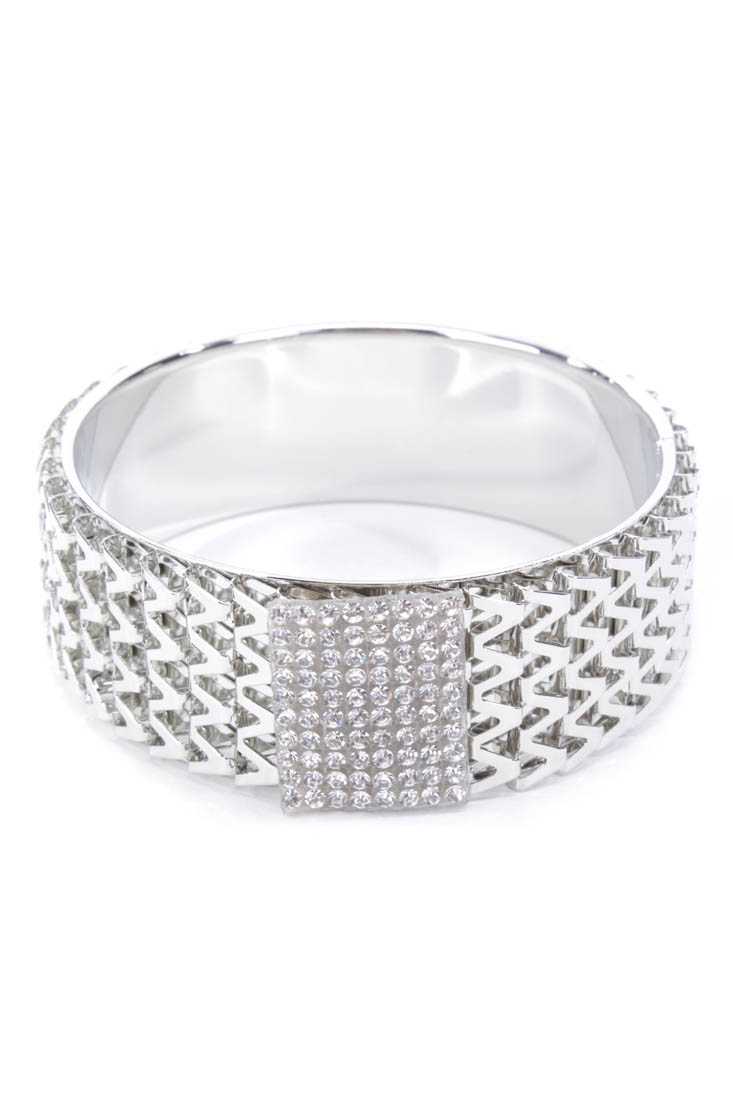 Silver Mesh High Polish Metal Bracelet