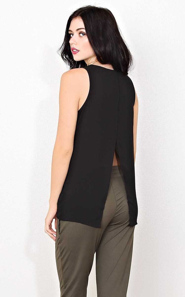 Anna Flyaway Woven Top - SML - Black in Size Small by Styles For Less