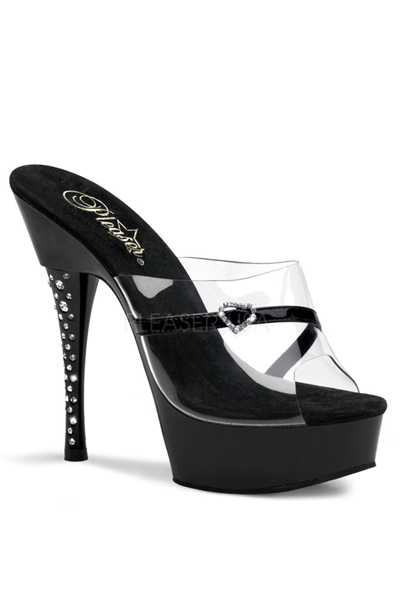 Clear Black Rhinestone Embellished High Heels