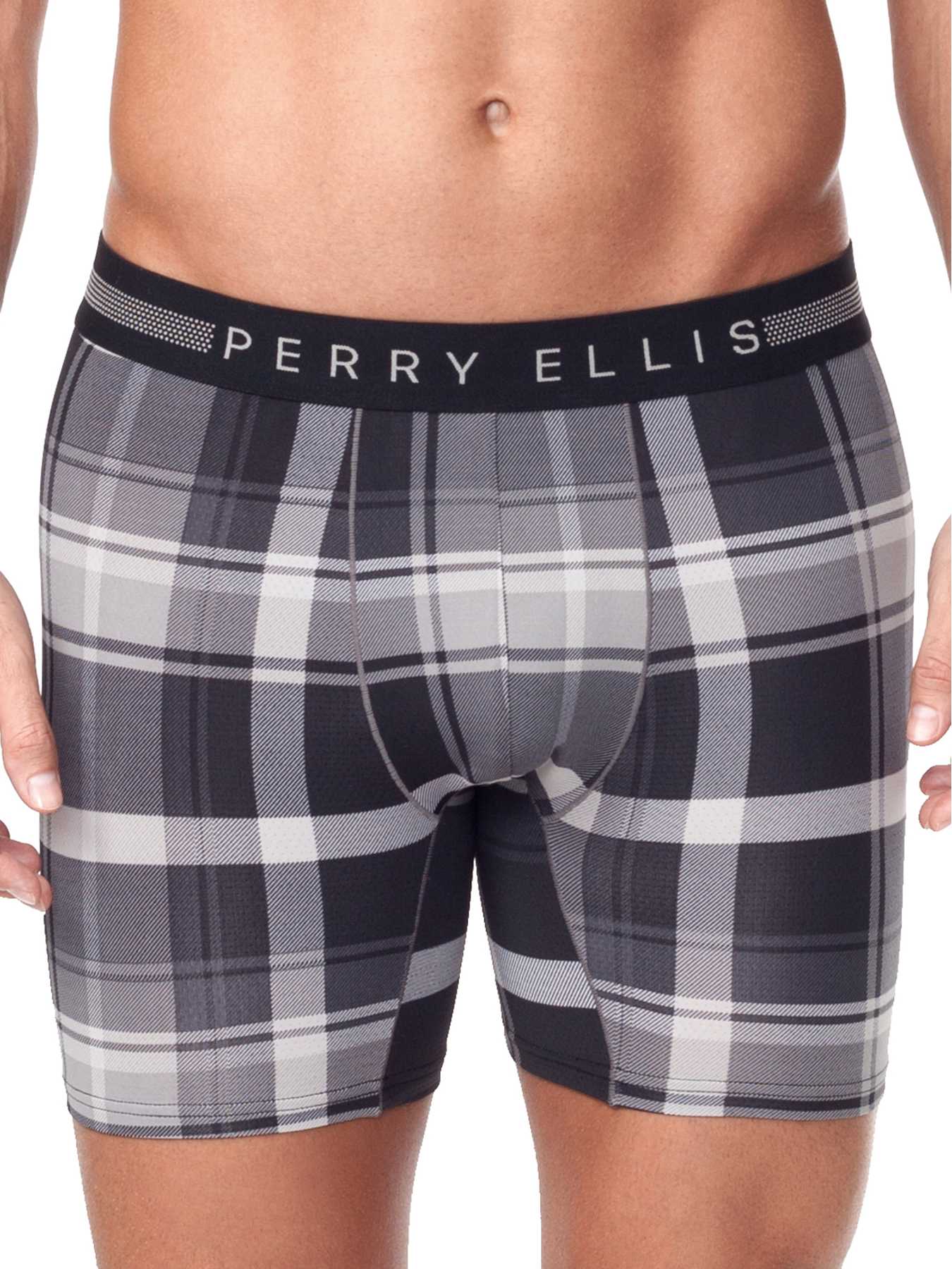 Perry Ellis Plaid Mesh Boxer Brief