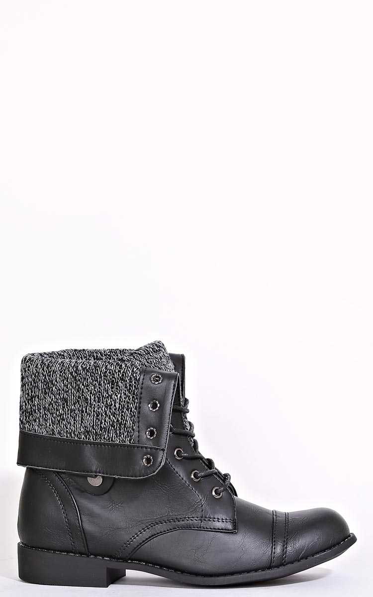 Snow Field Combat Boots - Black in Size by Styles For Less