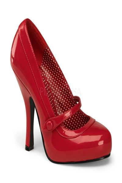 Red Patent Faux Leather Strapped High Heels