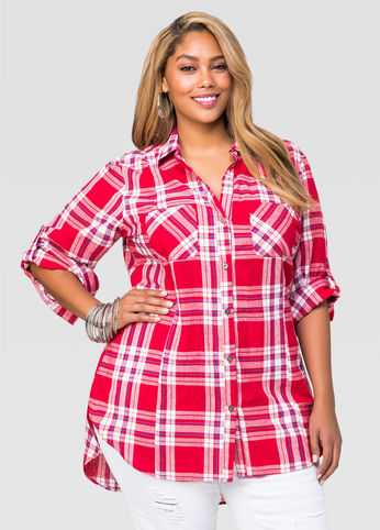 Hi-Lo Plaid Shirt