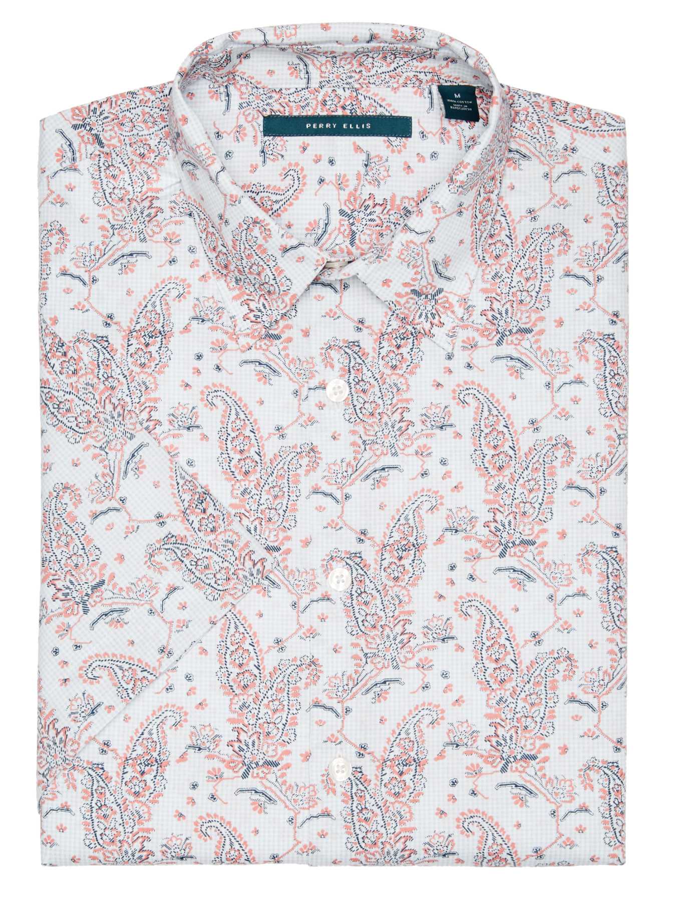 Perry Ellis Short Sleeve Large Paisley Shirt
