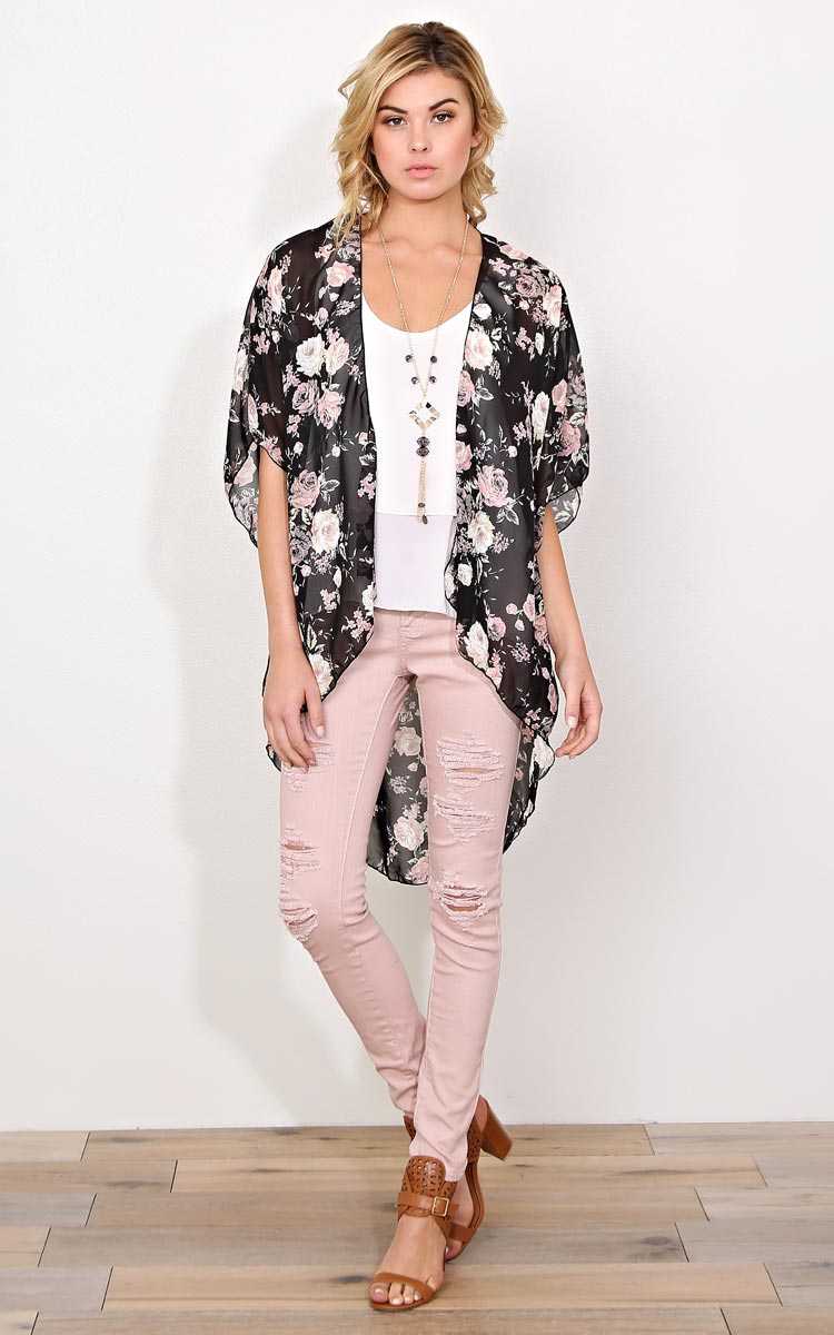 Forever Floral Woven Wrap - MED - Black Combo in Size Medium by Styles For Less