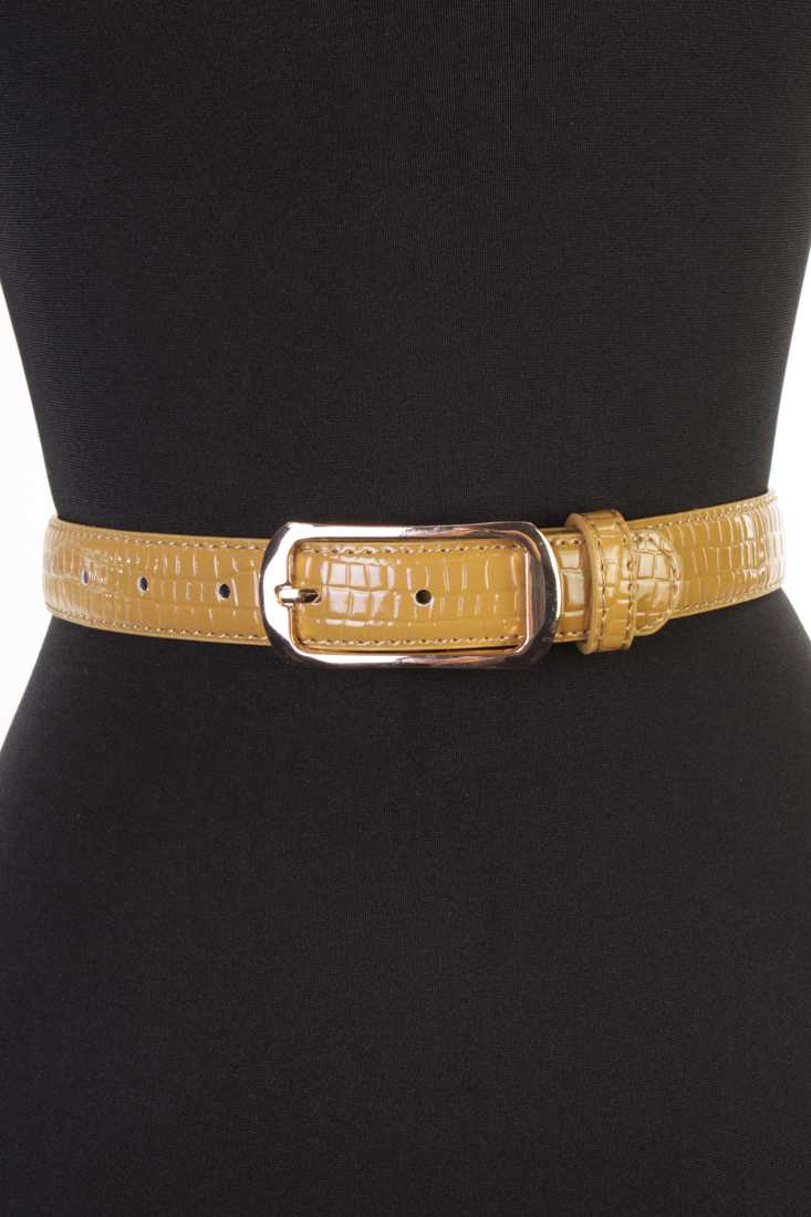 Camel Croc Skin Textured Belt