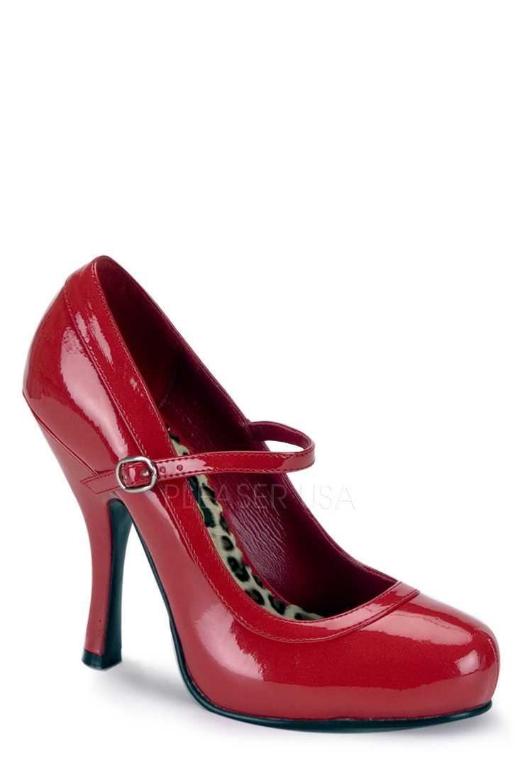 Red Closed Toe Maryjane High Heels Patent