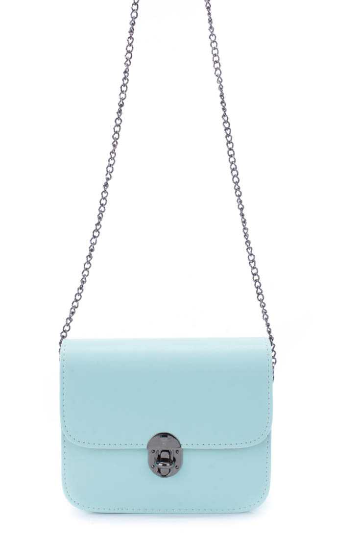Mint Twist Lock Mini Chain Shoulder Handbag