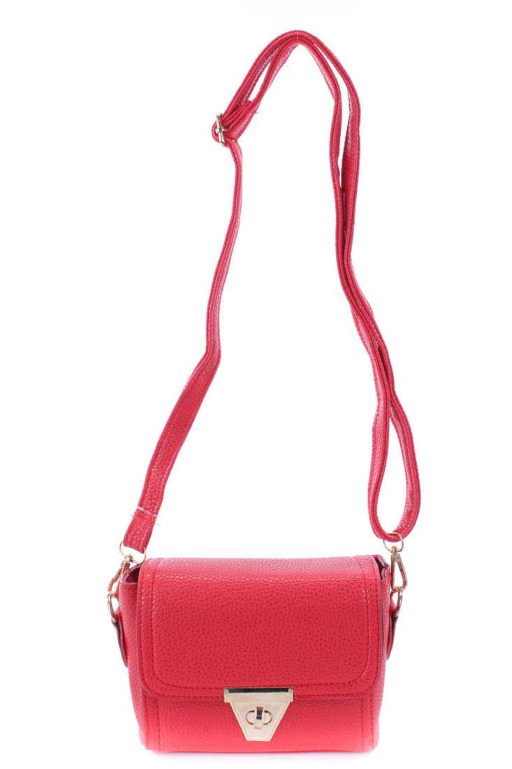 Red Faux Leather Mini Handbag