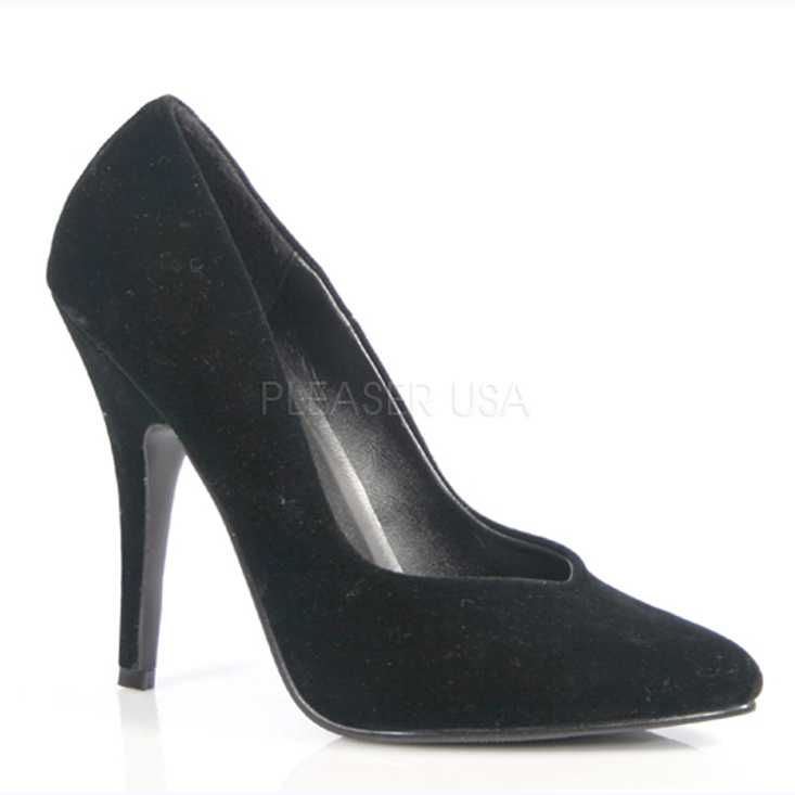 Black Single Sole Pump High Heels Velvet