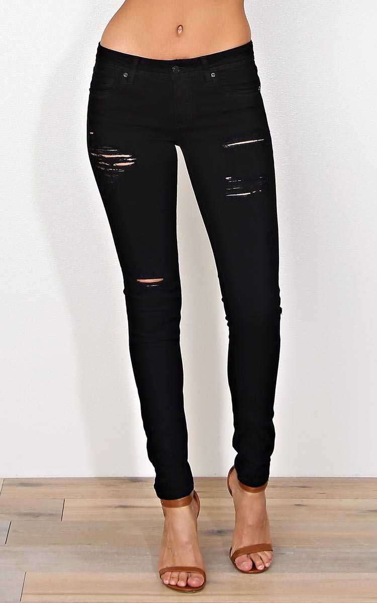 Be Jealous Skinny Jeans - Black Destroyed in Size 5 by Styles For Less