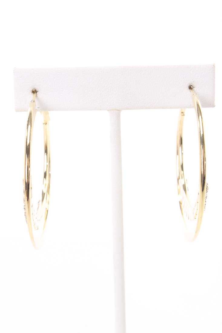 Gold High Polish Metal Tiered Rhinestone Accent Earrings
