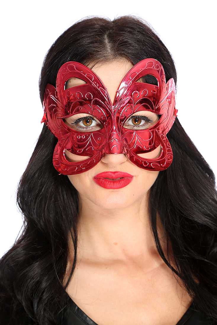 1 PC Red Metallic Carve Textured Face Mask
