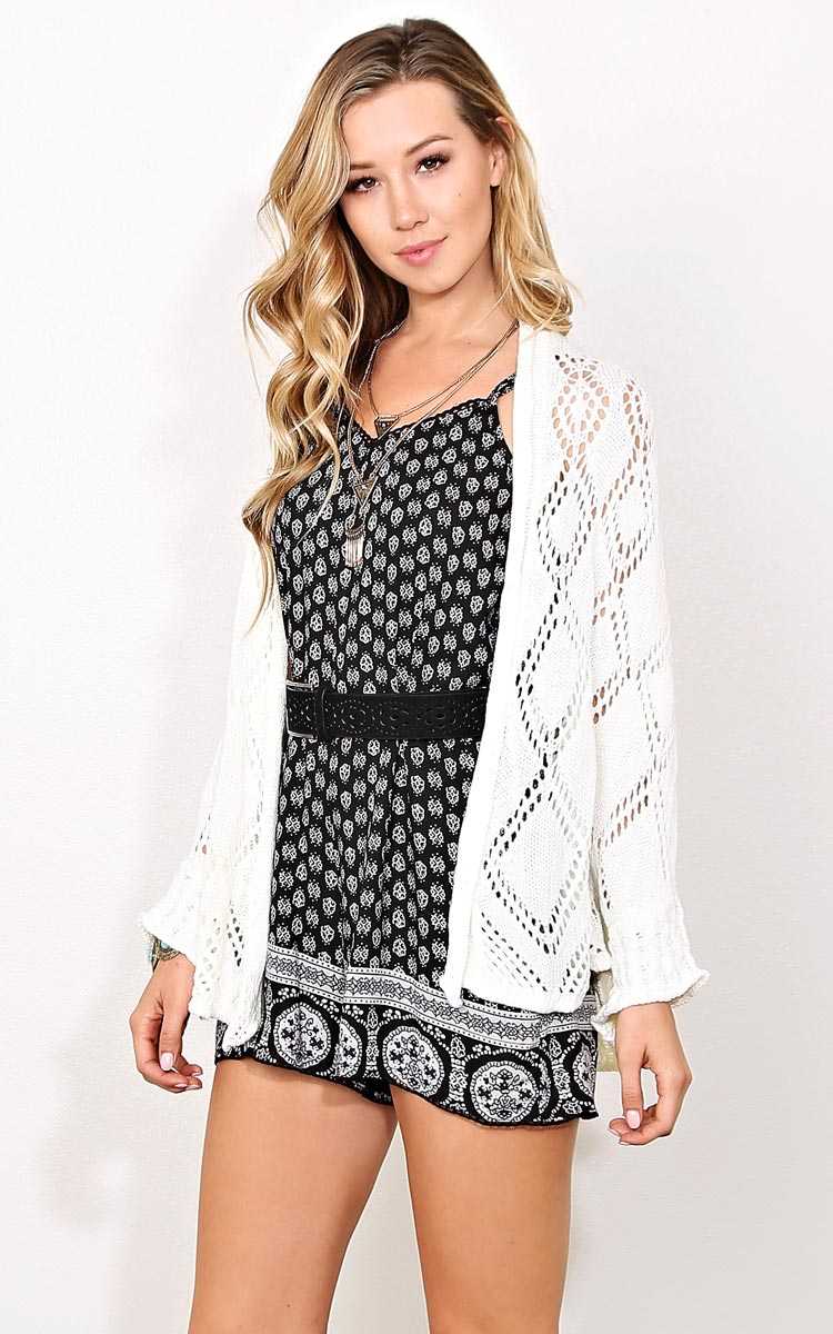 Boho Beauty Sweater Knit Wrap - - White in Size by Styles For Less