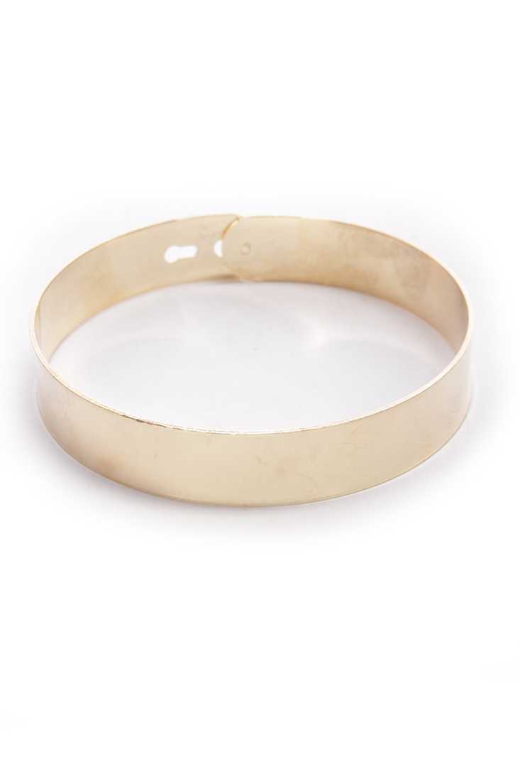 Gold High Polish Thick Bangle Bracelet