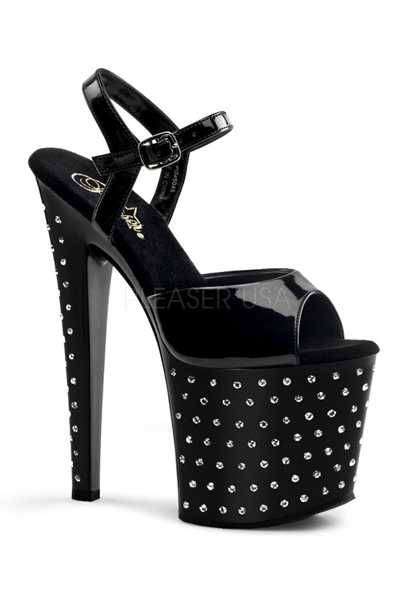 Black Patent Rhinestone Platform High Heels