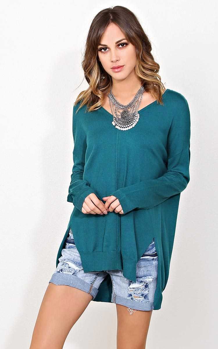 Cool and Calm Sweater Knit Top - - Jade in Size by Styles For Less