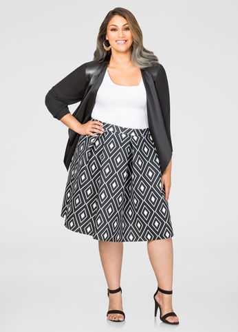 Geo Neoprene Box Pleat Skirt