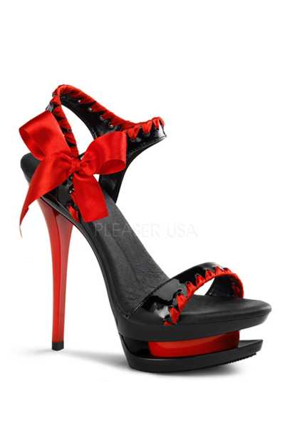 Black Red Patent Bow Tie Platform High Heels