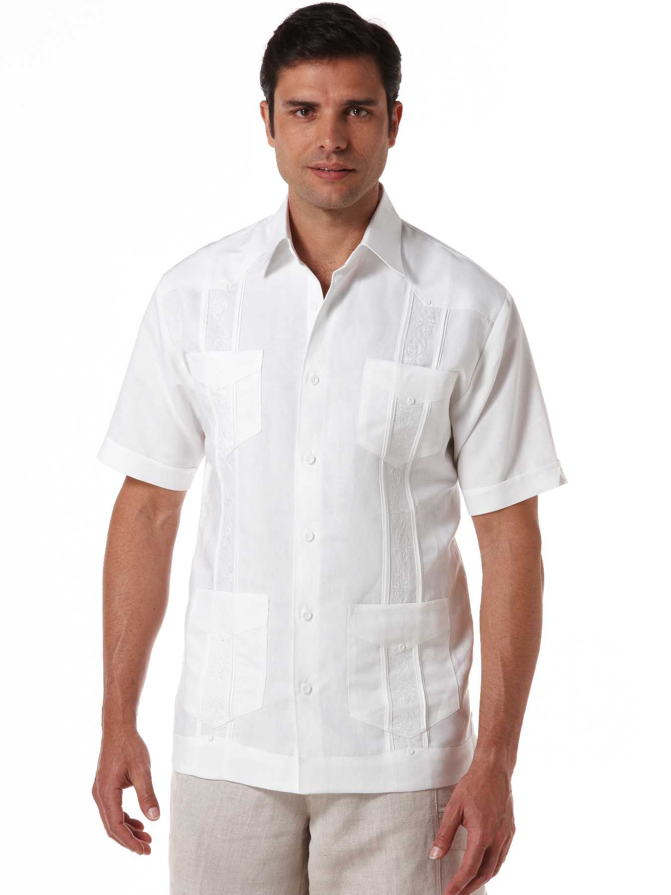 Cubavera Big & Tall Ramie/Rayon Short Sleeve Embroidered Guayabera