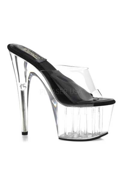 Clear Black Scoop Vamp Slip On Platform High Heels