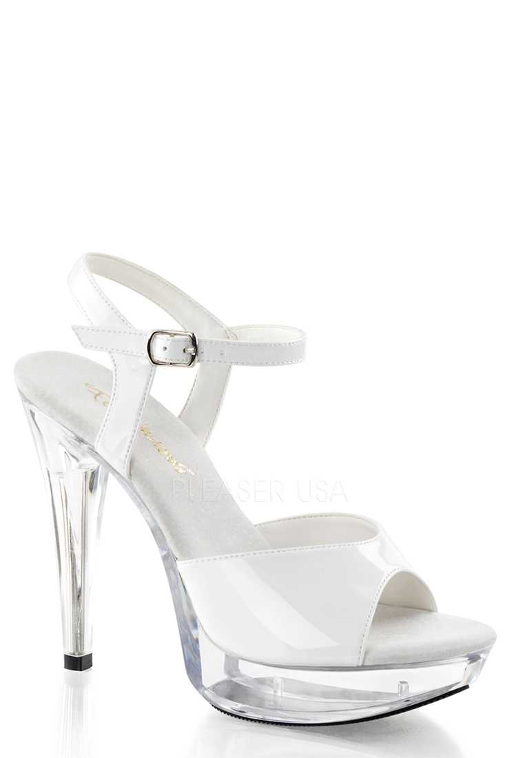 White Clear Peep Toe Platform High Heels Patent