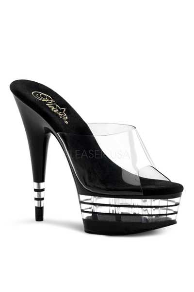 Clear Black Slip On Lined Platform High Heels