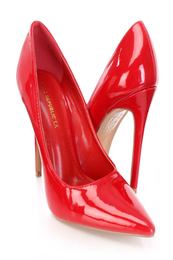 Red Pointed Toe Single Sole Pump Heels Patent