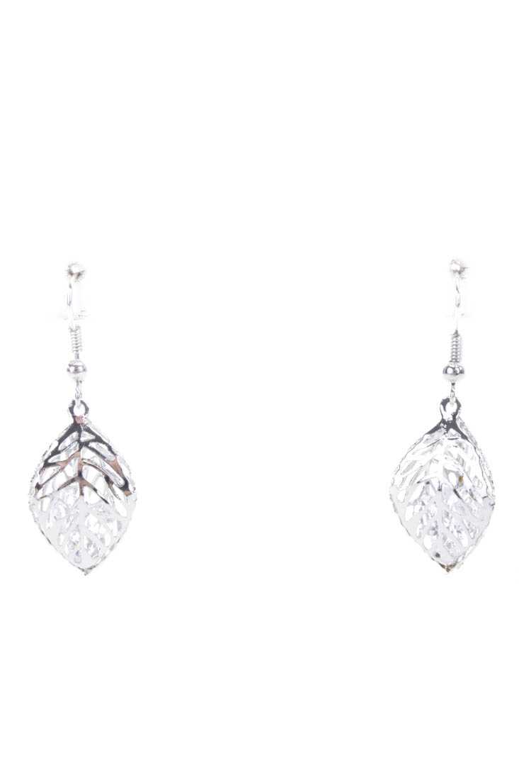 Silver 3D Leaf Earrings