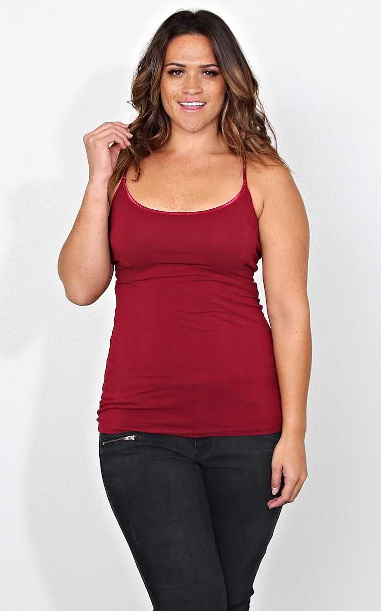 Plus Size Bozzolo Basic Burgundy Cami - Burgundy in Size 3X by Styles For Less